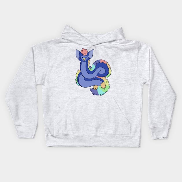 Long Rainbow Furby Kids Hoodie by KowTownArt